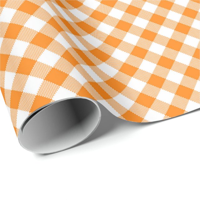 Seams Match: Orange n White Gingham Wrapping Paper (Roll Corner)