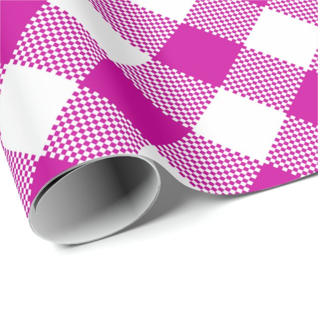 Seams Match: Pink n White Gingham Wrapping Paper (Roll Corner)
