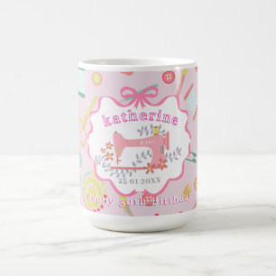 Seamstress 50th Birthday Sewing Machine Pink Coffee Mug