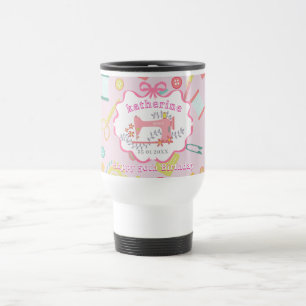 Seamstress 50th Birthday Sewing Machine Pink Travel Mug