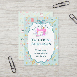 Seamstress Business Sewing Machine Blue Card
