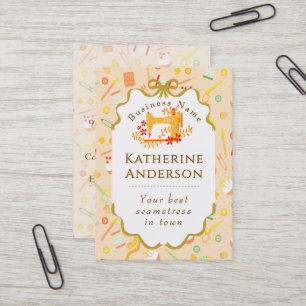 Seamstress Business Sewing Machine Gold Yellow Card