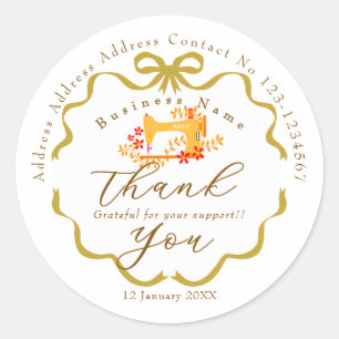 Seamstress Business Sewing Machine Gold Yellow Classic Round Sticker