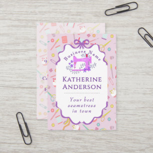 Seamstress Business Sewing Machine Purple Card
