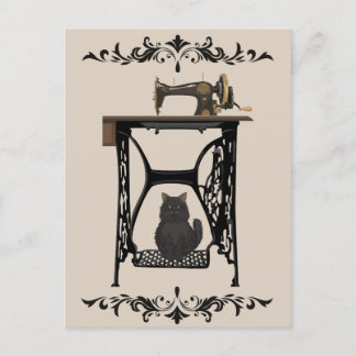 Seamstress Cats Lovers - Vintage Sewing Machine Postcard