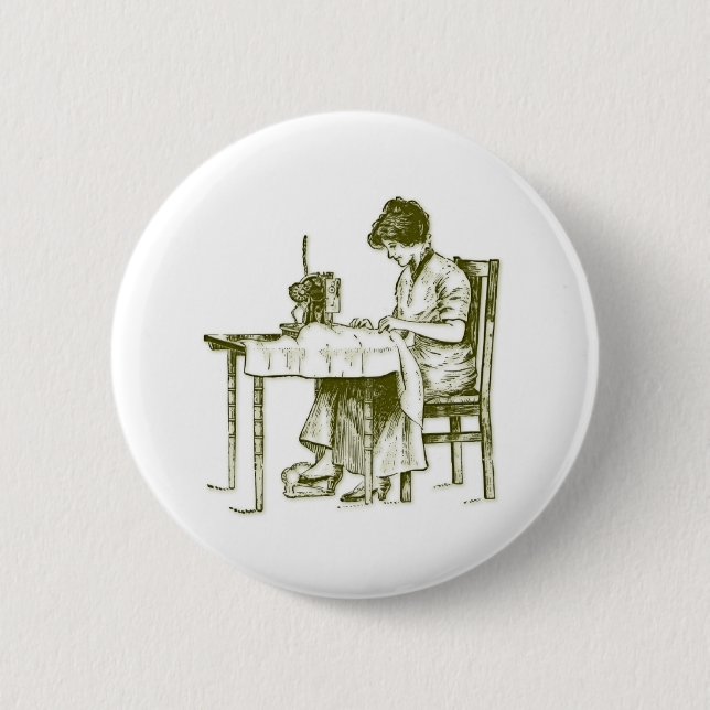 Seamstress design 2 inch round button (Front)