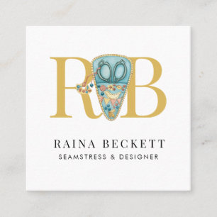 Seamstress Designer Scissors Square Business Card