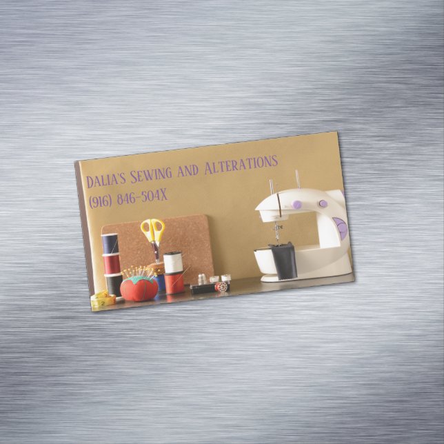 Seamstress/ Dressmaking/ Tailor Sewing Shop Magnetic Business Card (In Situ)