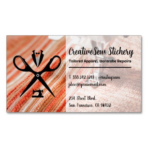 Seamstress Logo   Sewn Fabric Magnetic Business Card