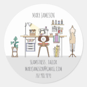 Seamstress Or Tailor Business Classic Round Sticker