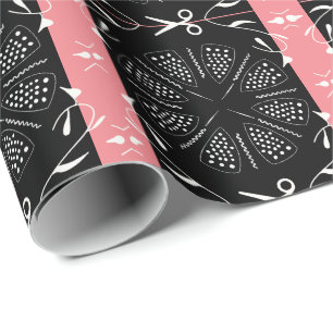 Seamstress Pink and Black Wrapping Paper