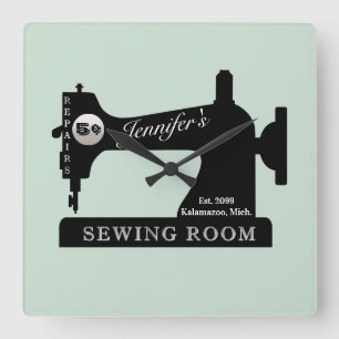 Seamstress Quilter Sewing Gift Sewing Machine Square Wall Clock