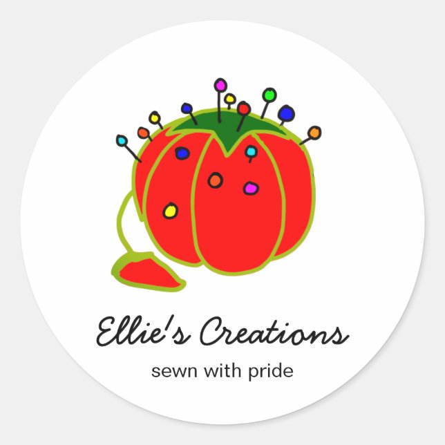 Seamstress Red Pin Cushion Seamstress  Classic Round Sticker (Front)