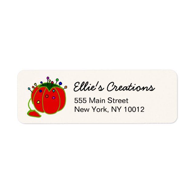Seamstress Red Pin Cushion Seamstress  Label (Front)