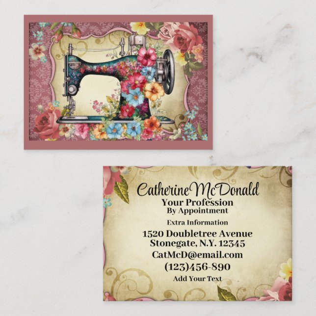 Seamstress Sewing Tailor Business Card (Front/Back)