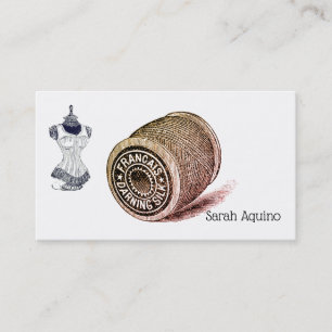 Seamstress Sewing Vintage Dress Form And Thread Business Card