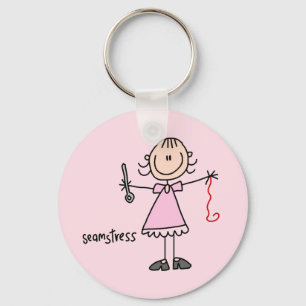Seamstress Stick Figure Keychain