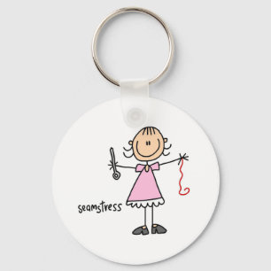 Seamstress Stick Figure Keychain