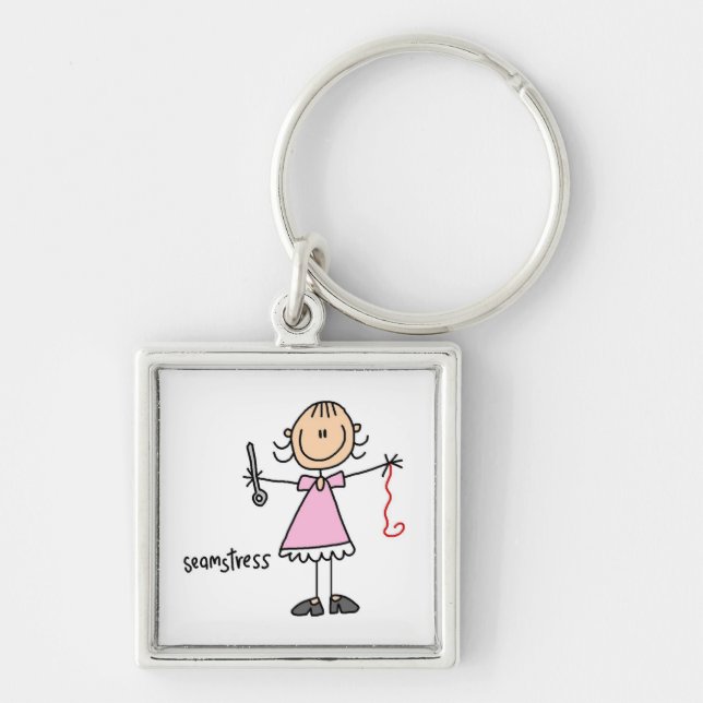 Seamstress Stick Figure Keychain (Front)