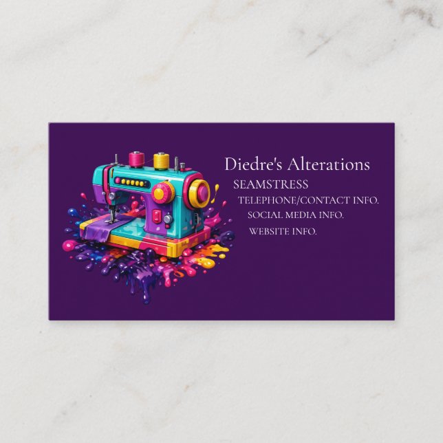 Seamstress Tailor Dressmaker Business Card (Front)