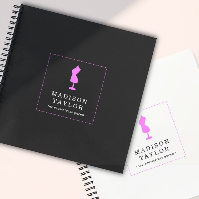 Seamstress Tailor | Pink Mannequin Logo Black Notebook (Creator Uploaded)