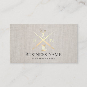 Seamstress Thread & Needles Sewing Elegant Linen Business Card
