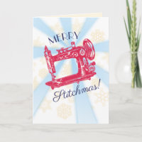 Seamstress vintage sewing machine christmas card