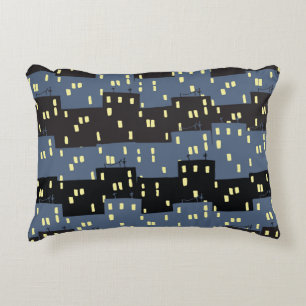 Seanless pattern with a city at night. accent pillow