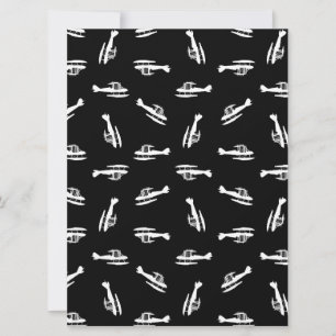 Seaplane Airplane Silhouettes Print Pattern Design Holiday Card