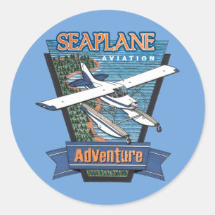 Seaplane Aviation Adventure Classic Round Sticker