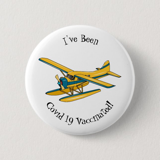 Seaplane cartoon illustration 2 inch round button (Front)