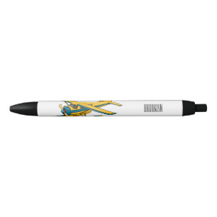 Seaplane cartoon illustration black ink pen