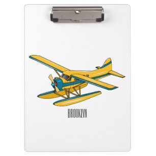 Seaplane cartoon illustration clipboard