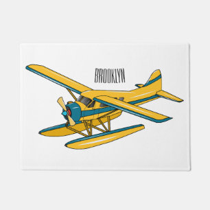 Seaplane cartoon illustration doormat
