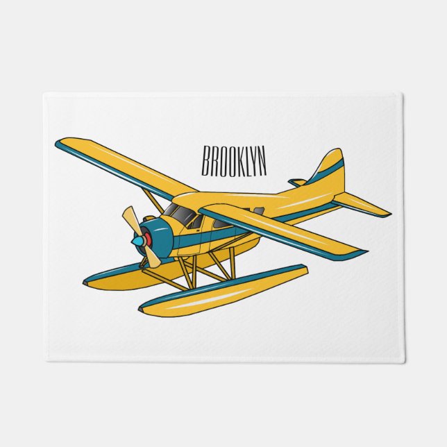 Seaplane cartoon illustration  doormat (Front)