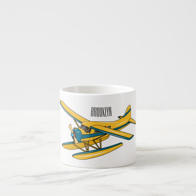 Seaplane cartoon illustration  espresso cup (Front)