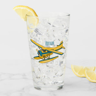 Seaplane cartoon illustration glass