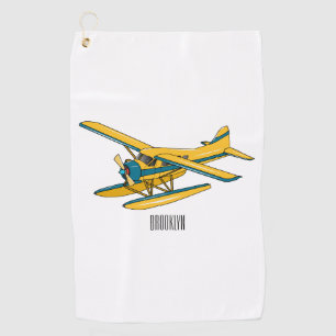 Seaplane cartoon illustration  golf towel