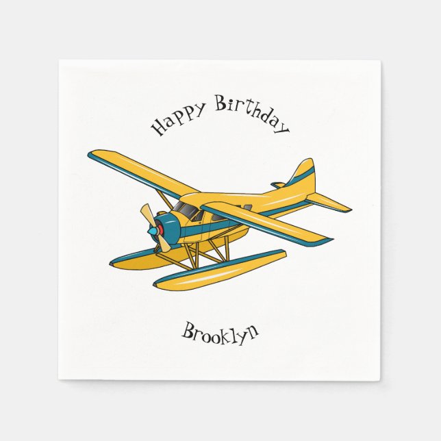 Seaplane cartoon illustration napkin (Front)