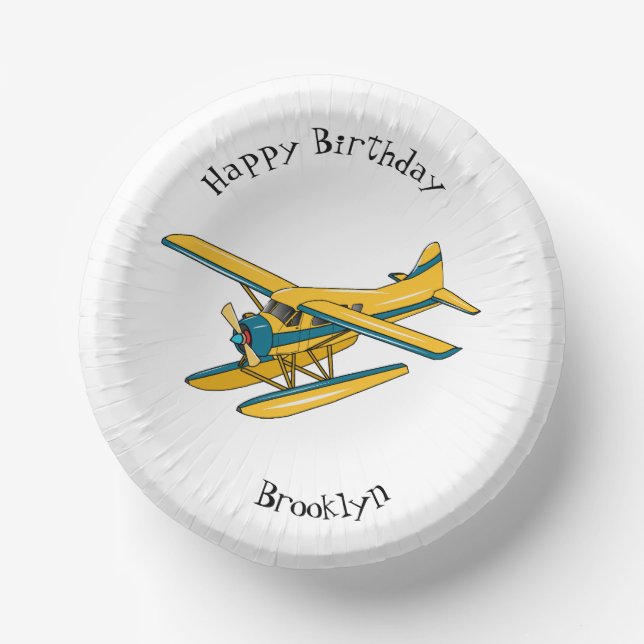 Seaplane cartoon illustration paper plate (Front)
