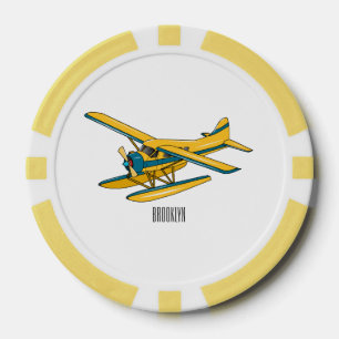 Seaplane cartoon illustration poker chips