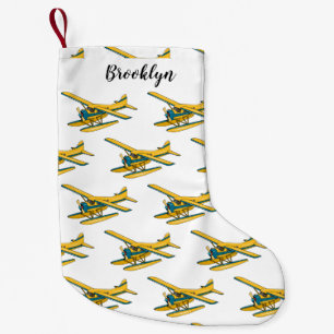 Seaplane cartoon illustration small christmas stocking