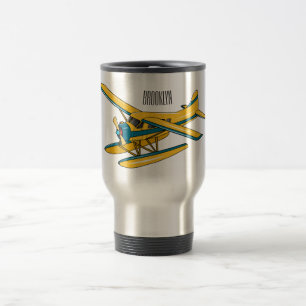 Seaplane cartoon illustration travel mug