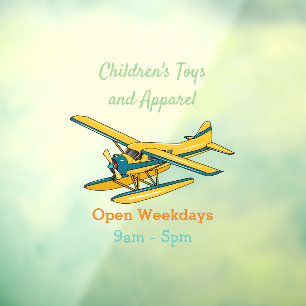 Seaplane cartoon illustration window cling