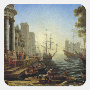Seaport with the Embarkation of Saint Ursula  Square Sticker