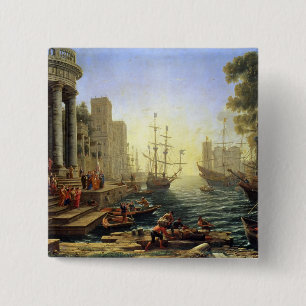 Seaport with the Embarkation of St. Ursula 2 Inch Square Button