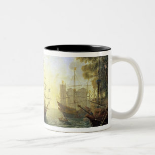 Seaport with the Embarkation of St. Ursula Two-Tone Coffee Mug