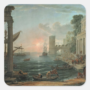 Seaport with the Embarkation Square Sticker