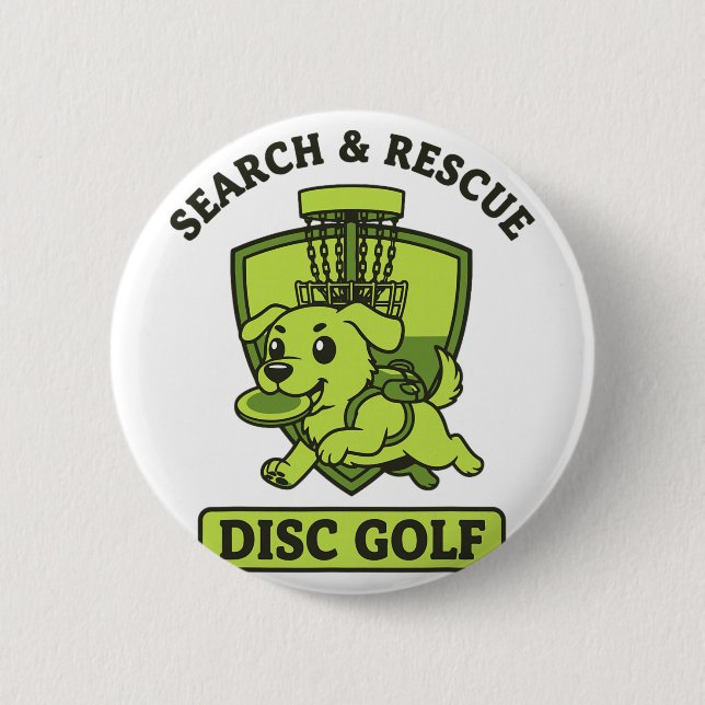 Search And Rescue Disc Golf Dog Flying Disc  2 Inch Round Button (Front)