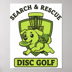 Search And Rescue Disc Golf Dog Flying Disc Poster